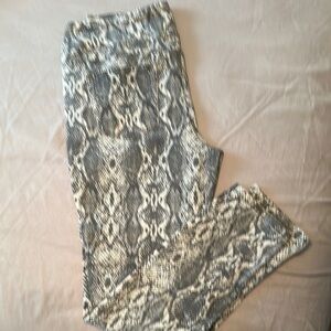 Belle by Kim Gravel Snake Print Straight Leg Pants - Black and White